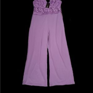FashionNova NWT (Newwithtag) Lavender Lace Jumpsuit (Plus Size 3X)